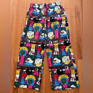 Nooworks Linen Catalina Pants in the "Burger Babie" print